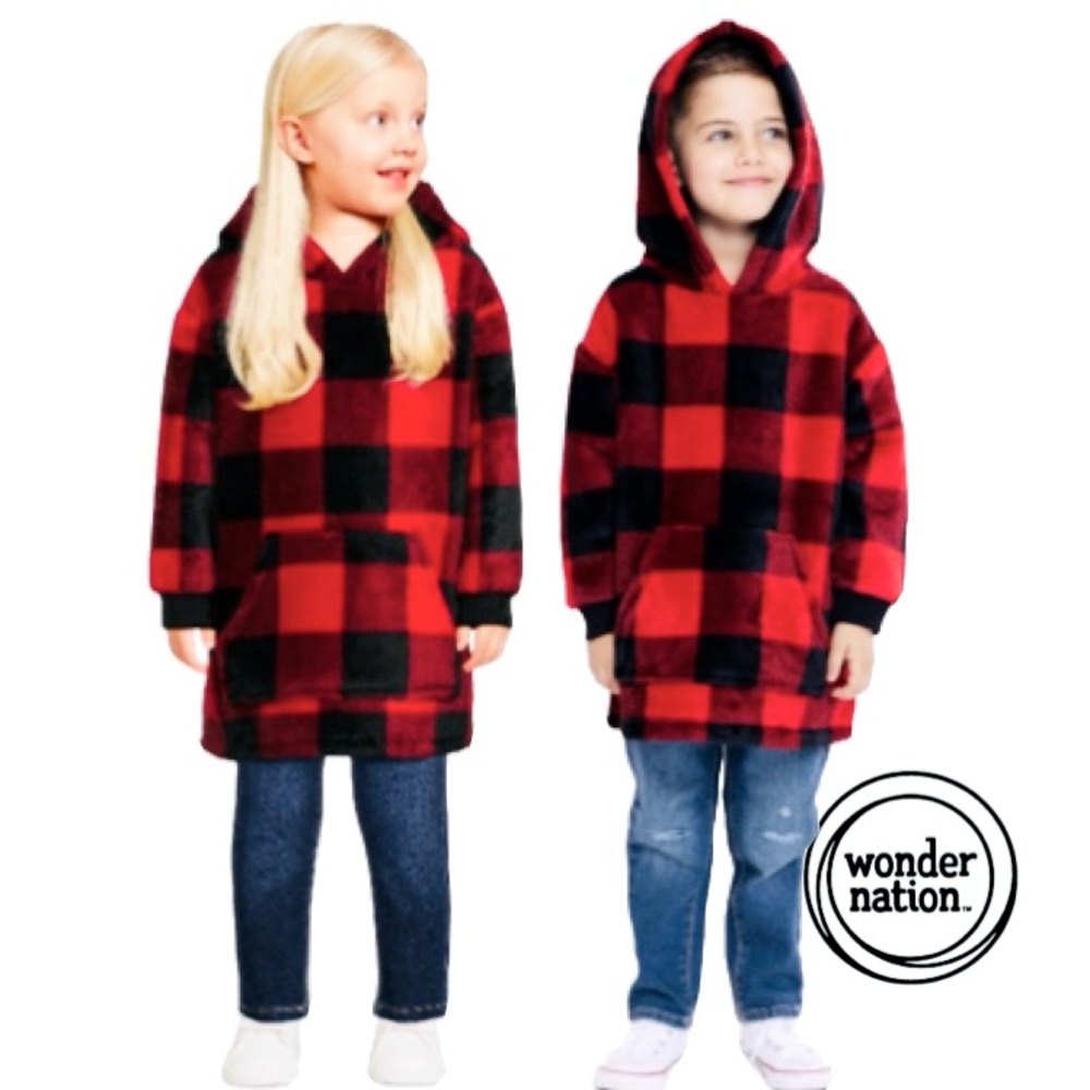WONDER NATION Unisex Faux Sherpa Snugget Hoodie In Brilliant Red Size 2T